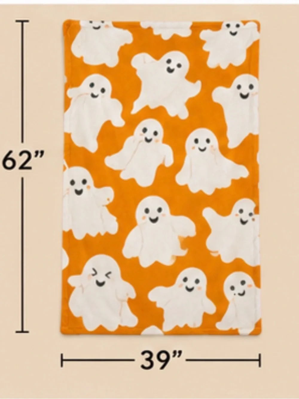 Soft & Cozy 39 x 62in cartoon ghost Halloween orange throw blanket